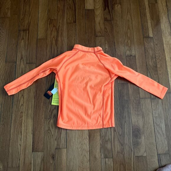 SUNDEK 50+ UV Protection Long Sleeve Orange T-shirt Rash Guard Size 6 - Picture 2 of 5